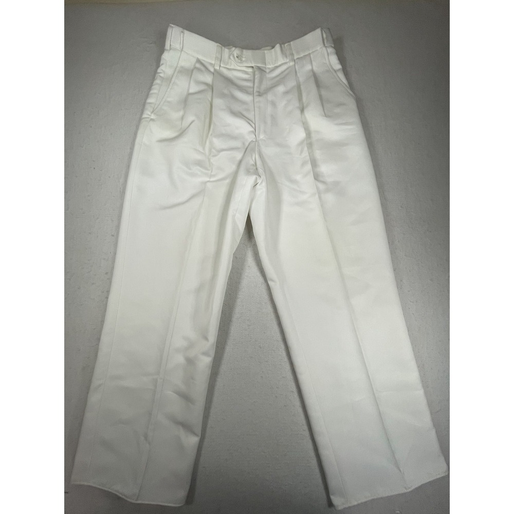 Cintas Dress Pants Women 34R White Pleated Front Mid Rise Classic Uniform Slacks